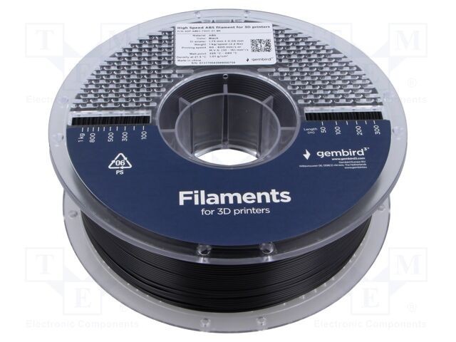 Filament ABS 1,75mm negru 1kg High Speed GEMBIRD