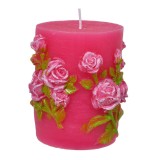 Lumanare Fucsia cu Trandafiri &ndash; Atmosferă Romantică, CMCLASS