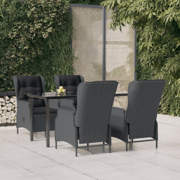 vidaXL Set mobilier de grădină, 5 piese, gri &icirc;nchis, poliratan