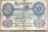 BNKSTR03DE Bancnotă Veche Germania 20 Mark 1907 (Reichsbanknote), Perioada Imperială, Vulturul German, Colecție / Numismatică