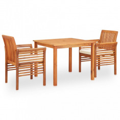 Set mobilier de exterior cu perne 3 piese, lemn masiv de acacia GartenMobel Dekor