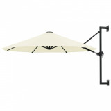 Umbrelă soare, montaj pe perete, st&acirc;lp metalic, 300 cm, nisipiu