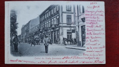 Galatz-1902-Centrul din str.Domneasca,trasuri,animatie-C.P.circ. foto