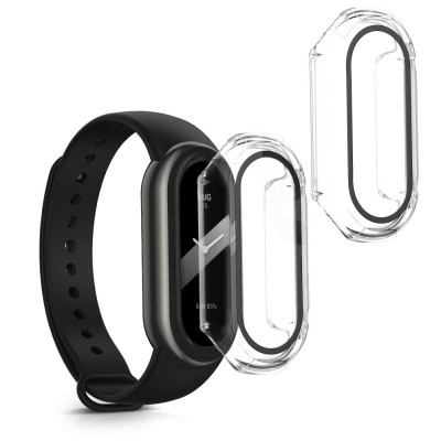 Set 2 Huse complete Kwmobile pentru Xiaomi Mi Band 8, Transparent, Plastic, KWM0000206D002C foto