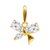 Cumpara ieftin Pandantiv din aur de 14K - fluture mic format din zirconii lucioase de culoare transparentă