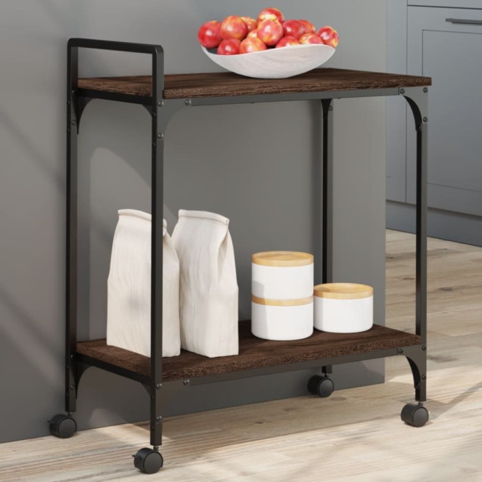Gossi carucior de bucatarie, stejar maro60,5x31x72,5cm lemn prelucrat