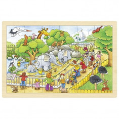 Puzzle Gradina Zoologica Goki, 30 x 20 x 0.8 cm, 24 piese, lemn, 4 ani+