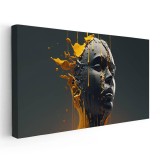 Tablou cap statuie cu vopsea scurgandu-se, galben 1740 Tablou canvas pe panza CU RAMA 70x140 cm