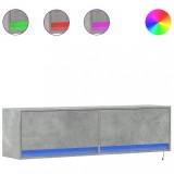 Cumpara ieftin Comoda TV de perete cu lumini LED, gri beton, 140x31x38 cm
