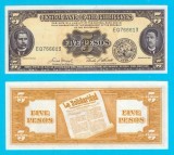 Filipine (p#135) 5 Pesos 1949 aUNC+ &#039;Seria englezească&#039; serie: EQ766613