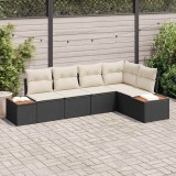 vidaXL Set de canapele pentru grădină cu pernă 5 pcs Negru Rattan poli