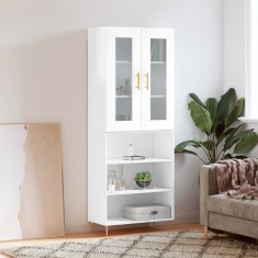 vidaXL Dulap inalt, alb extralucios, 69,5x34x180 cm, lemn compozit foto