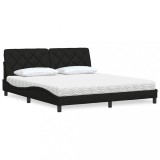 Cumpara ieftin Pat cu saltea, negru, 180x200 cm, catifea