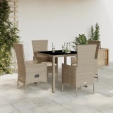 VidaXL Set mobilier de grădină cu perne, 5 piese, bej, poliratan