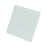 Intrerupator touch simplu alb 220V cu indicator luminos si rama din sticla