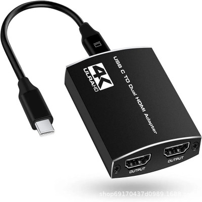 Convertor video USB-C la dual HDMI, usb-c incarcare, audio, 4k foto