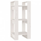 Cumpara ieftin Biblioteca/Separator camera, alb, 41x35x91 cm, lemn masiv pin