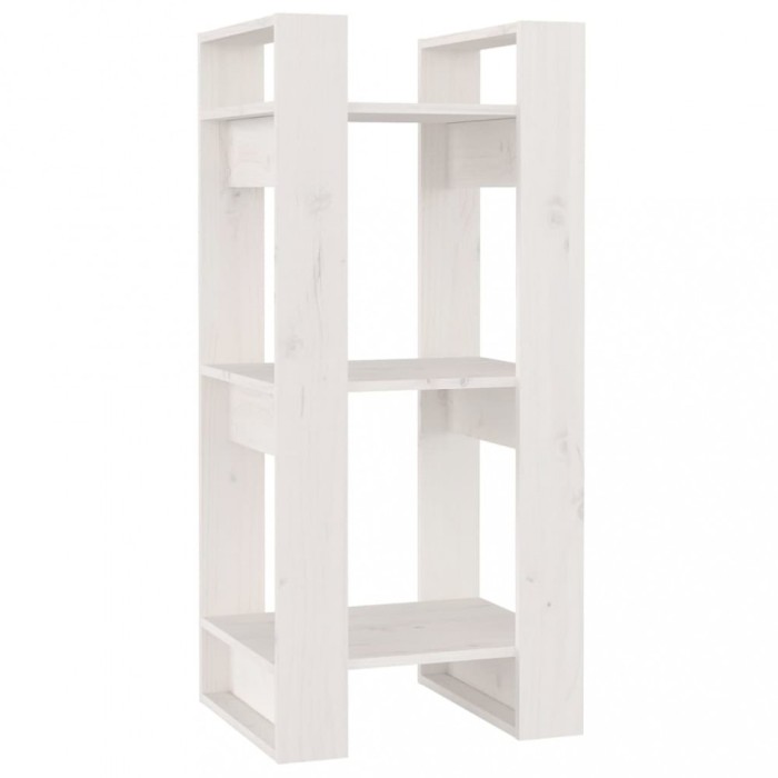 Biblioteca/Separator camera, alb, 41x35x91 cm, lemn masiv pin