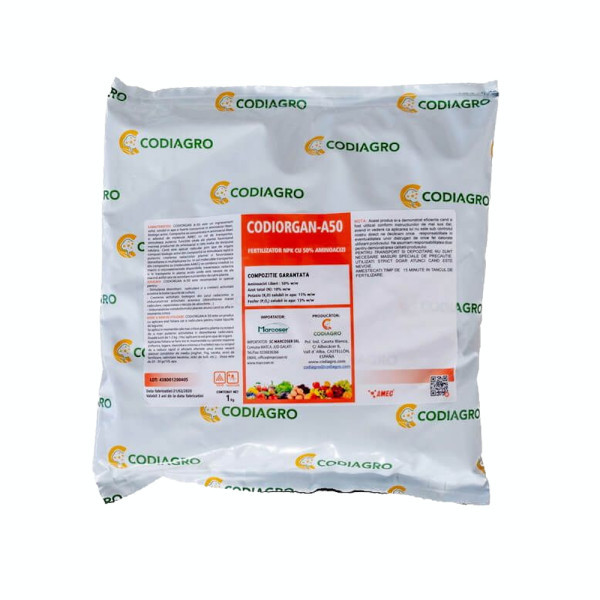 Codiorgan A-50 100 gr ingrasamant radicular/ foliar NPK+ microelemente, Codiagro, pentru dezvoltarea radacinilor si marirea rapida a fructelor