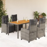 vidaXL Set mobilier de grădină cu perne, 5 piese, gri, poliratan 3212914