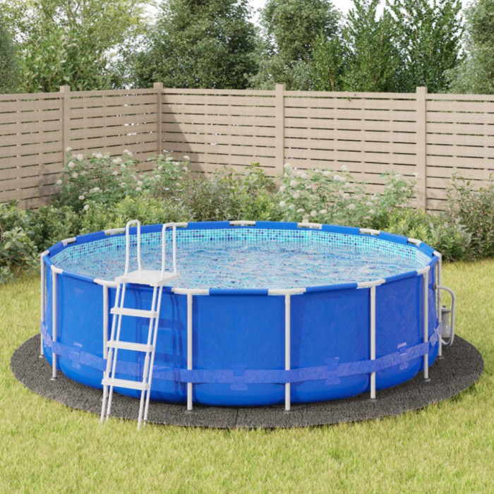 vidaXL Acoperire geotextil piscină, gri deschis, &Oslash;500 cm, poliester