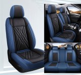 Set Huse Auto universale luxoase din piele ecologica, albastru si negru pentru scaune fata si spate
