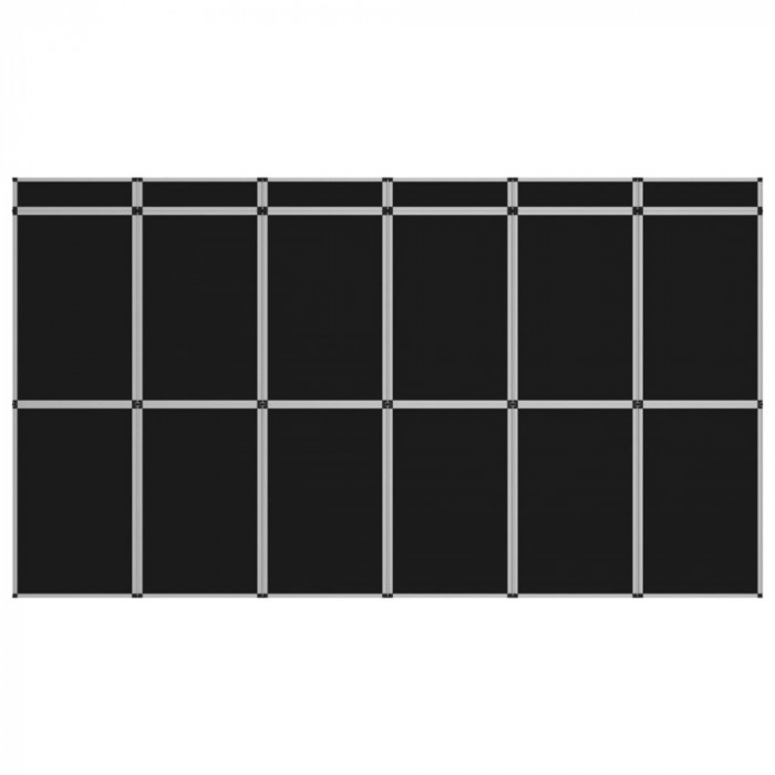 Perete de afișaj pliabil cu 18 panouri, negru, 362 x 200 cm