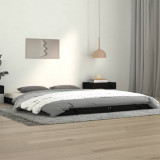 VidaXL Cadru de pat, negru, 140x190 cm, lemn masiv de pin