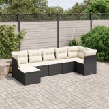 Cumpara ieftin Gossi set canapele de gradina cu perne, 7 piese, negru, poliratan