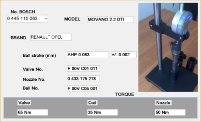 Soft cu date pentru reglarea injectoarelor Bosch foto