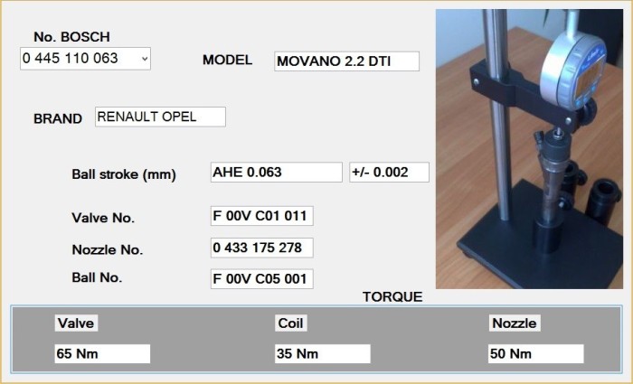 Soft cu date pentru reglarea injectoarelor Bosch