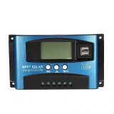Controler Solar 100A, 12V-24V, Regulator Solar Alimentare Acumulatori, 2 USB 2A Si Ecran LCD