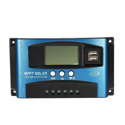 Controler Solar 100A, 12V-24V, Regulator Solar Alimentare Acumulatori, 2 USB 2A Si Ecran LCD foto