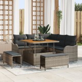 Set canapea grădină vidaXL cu perne gri din ratan poli acacia, Canapea grădină vidaXL cu 2 locuri și perne gri din ratan poli, Set dining grădină vida