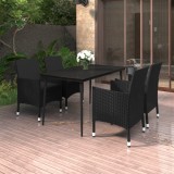 vidaXL Set mobilier de grădină cu perne 5 piese poliratan &amp; sticlă