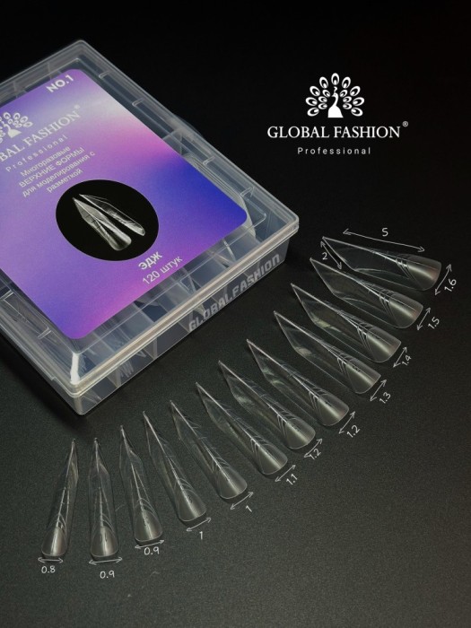 Set extensie, tipsuri reutilizabile, edge, 120 buc, Nr. 01