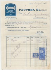 Romania, Manor, Fabrica de Tesaturi S.A., Factura (I), Iasi, 1931