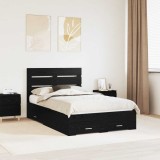 Cumpara ieftin Cadru de pat cu sertar Stejar Negru 135 x 190 cm Lemn prelucrat