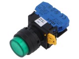 Comutator acționat prin apăsare verde, 22mm, 2 NO