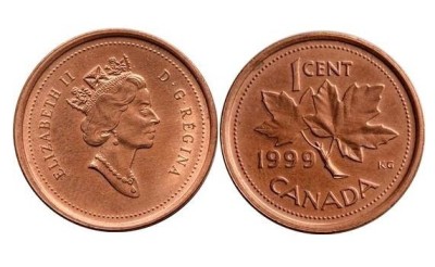 Canada 1999 - 1 cent, circulata foto