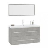 Cumpara ieftin Set mobilier de baie, 3 piese, gri beton