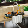 Raft organizator dublu, universal pentru bucatarie sau baie, montaj pe robinet, material otel, culoare Neagra, AVEX