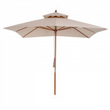 Outsunny Umbrelă de Soare Dublă pentru Grădină, Bambu și Poliester, Crem, 3x3m | Aosom Romania