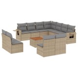Set canapele de gradina, 12 piese, cu perne, bej, poliratan