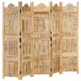 Cumpara ieftin Paravan camera sculptat manual 5 panouri 200x165 cm mango