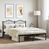 VidaXL Cadru de pat metalic cu tăblie, negru, 140x200 cm