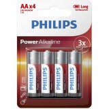Baterii POWER ALKALINE AA 4-BLISTER, Philips