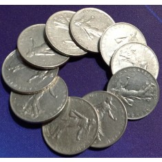 Franta 1960-78 - 1 franc, circulata (10 bucati)