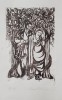 Alma Redlinger - Îndrăgostiți, Gravură Semnată, 15.6x10.2cm, Certificat Autenticitate