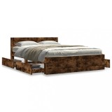 VidaXL Cadru de pat cu tăblie stejar fumuriu 140x200 cm lemn prelucrat